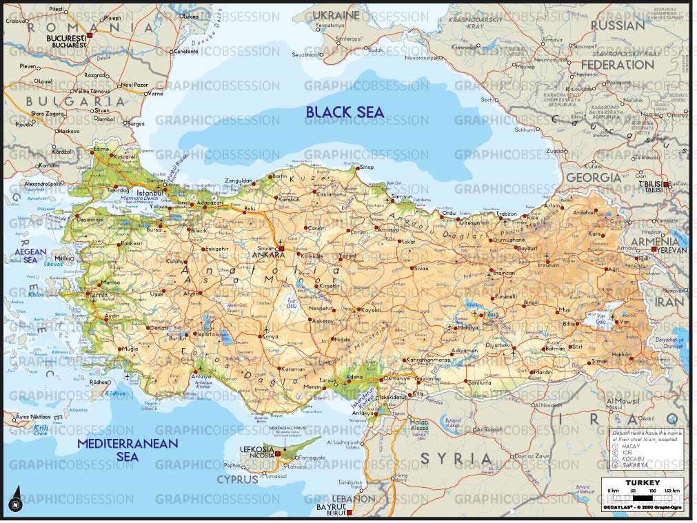 Printable physical map of turkey - Piejayb im Web